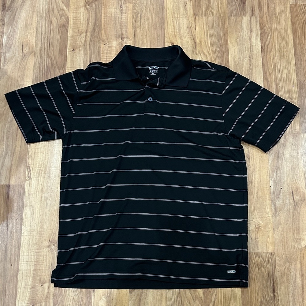 Champion Black Polo with Gray Stripes